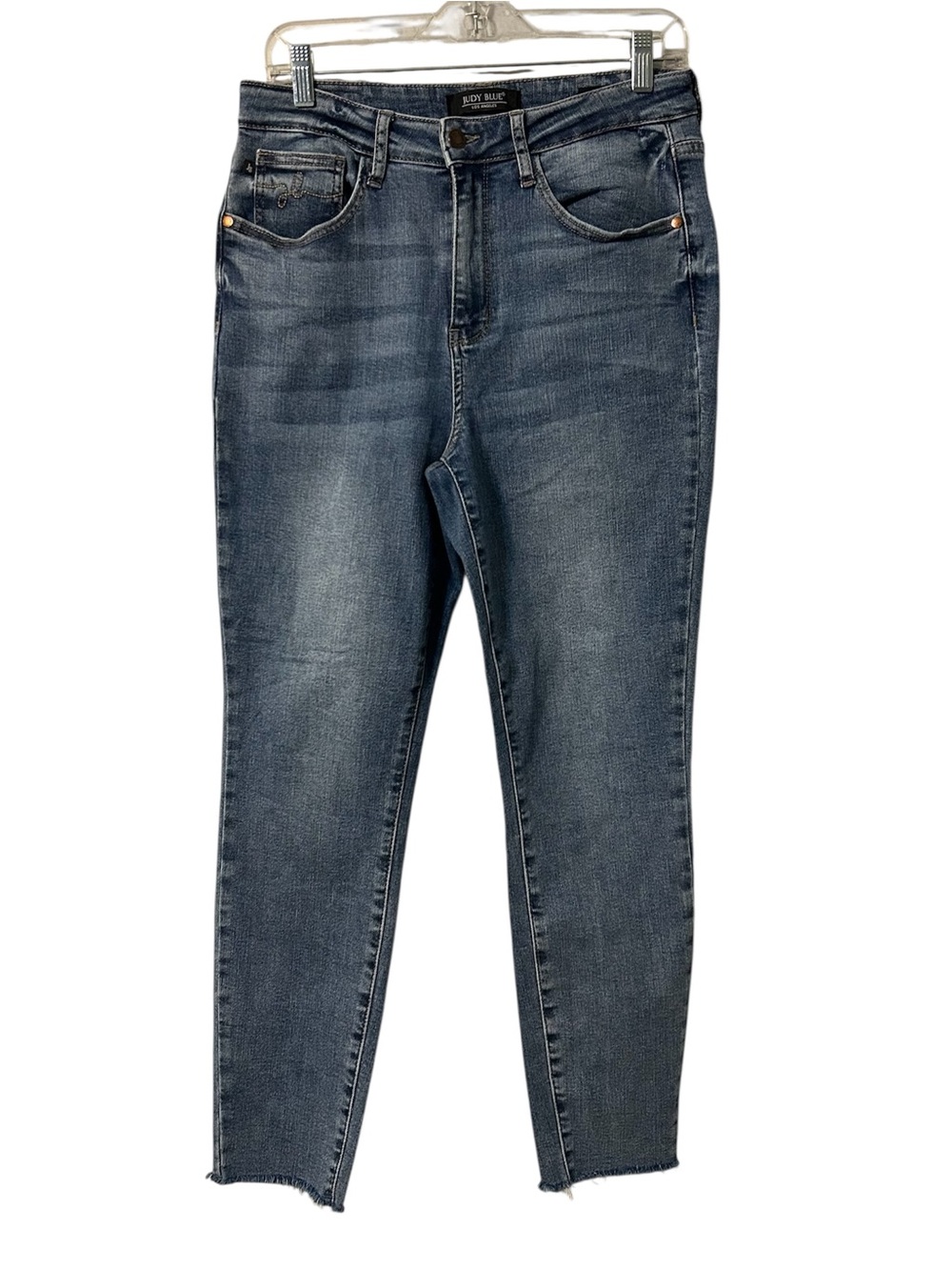 Judy Blue Women’s Dark Blue High-Rise Skinny Jeans Raw Hem 11/30